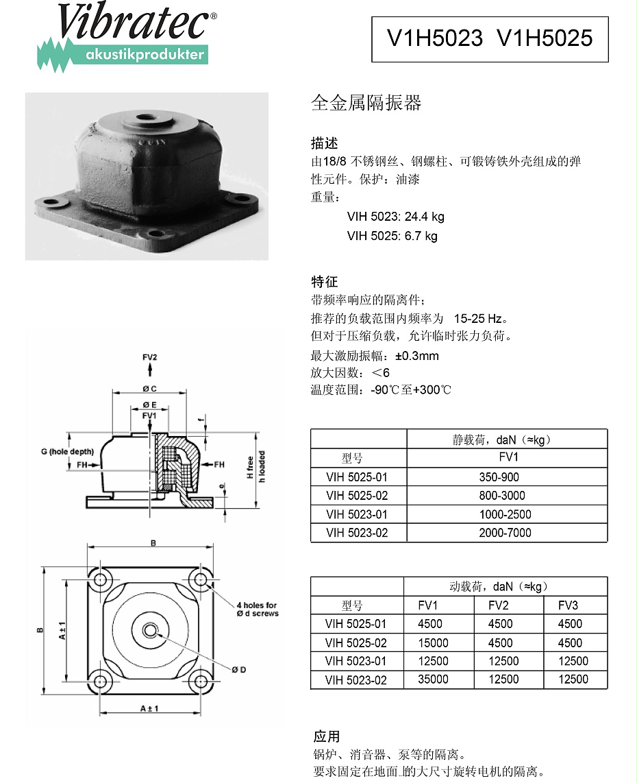 V1H5023 V1H5025全金屬隔振器