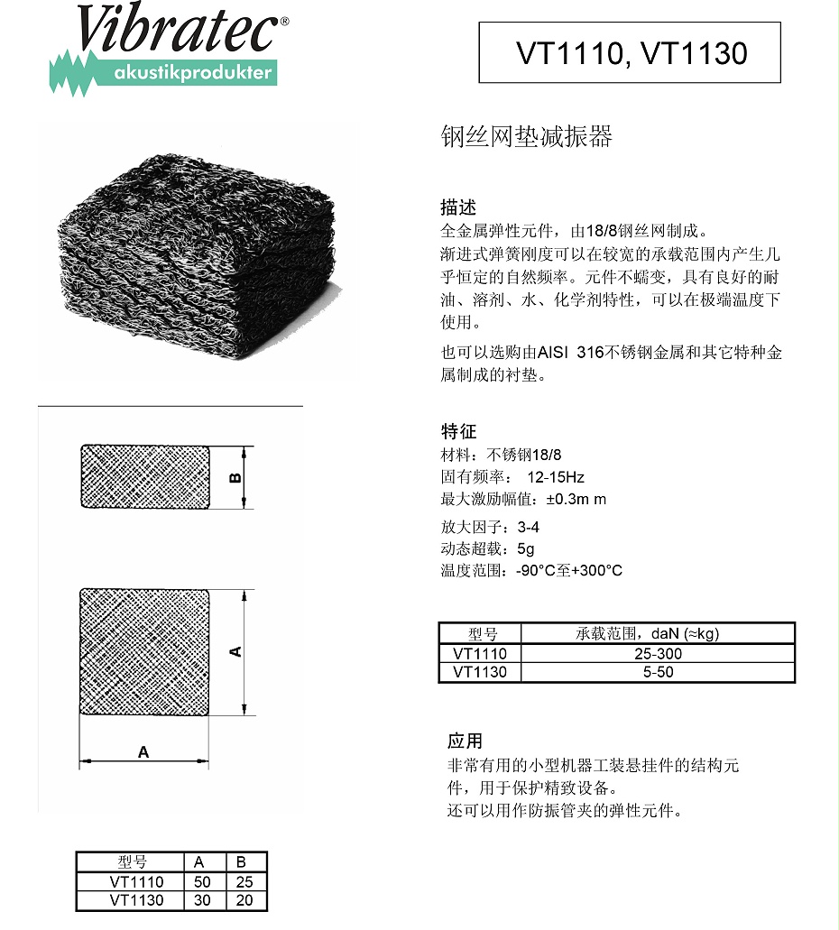 VT1110, VT1130鋼絲網(wǎng)墊減振器